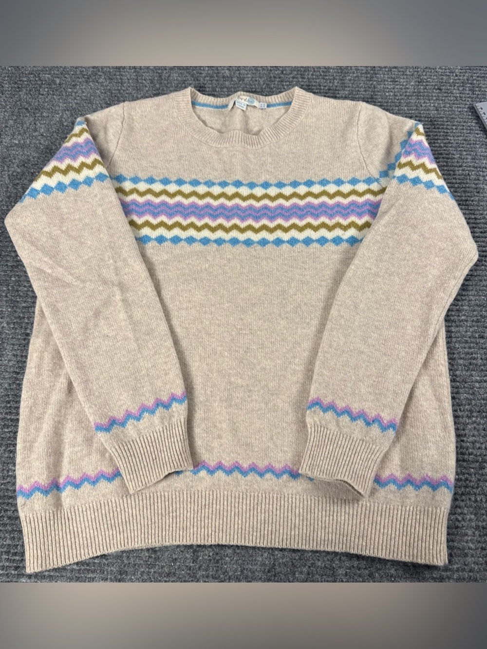 Boden Wool Fair Ilse Sweater Women’s size 10 Cream Heathered Crewneck Preppy